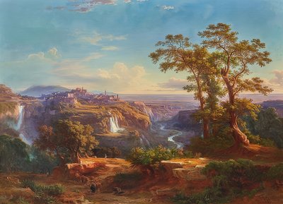 View of Tivoli and the Waterfalls. 1860 by Johann Jakob Frey