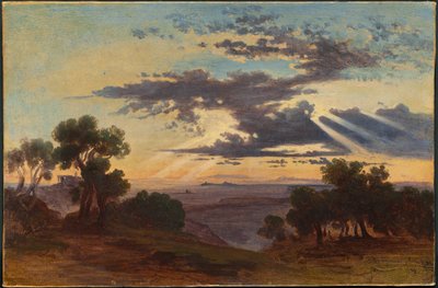 Sun Breaking through Clouds above the Roman Campagna by Johann Jakob Frey