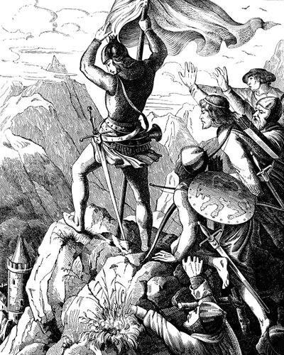 Otto I of Bavaria Prevents a Defeat of Emperor near Verona, Illustration from the Geschichte des deutschen Volkes by E. Duller by Johann Jakob Kirchhoff