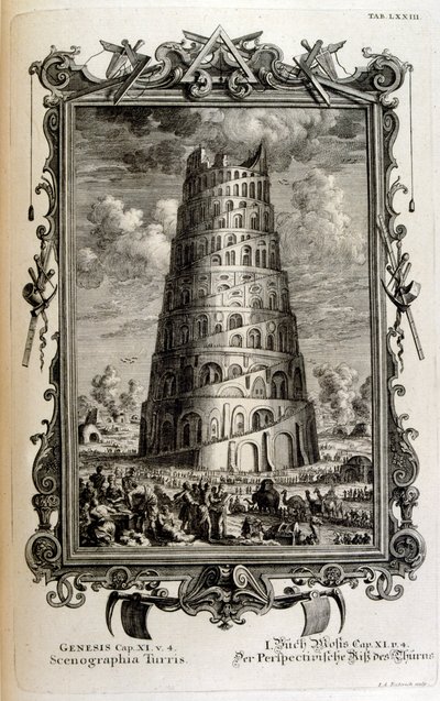 Plan of the Tower of Babel Seen from the Side by Johann Jakob Scheuchzer