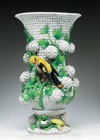 Meissen Schneeballen vase, mid to late 19th century by Johann Joachim (after) Kändler
