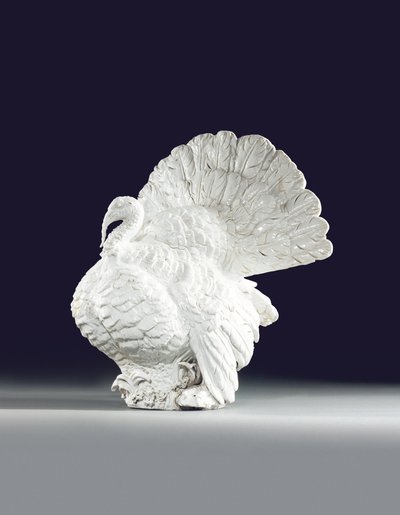Meissen model of a turkey-cock, c.1733 by Johann Joachim (after) Kändler