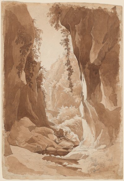 Cliffs Overhanging a River Gorge near Sorrento by Johann Joachim Faber