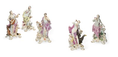 Five Meissen figures emblematic of the senses, c.1765 by Johann Joachim Kaendler
