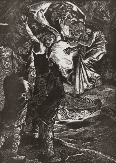 Macbeth and Banquo meet the three witches, 20th century by Johann Joseph Aarts