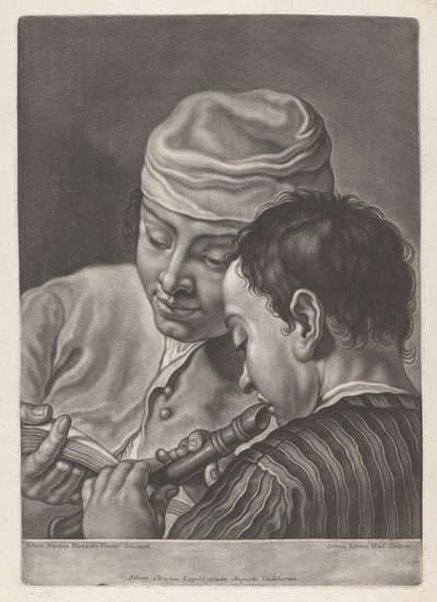 Portrait of Two Men, One Playing Recorder by Johann Lorenz Haid