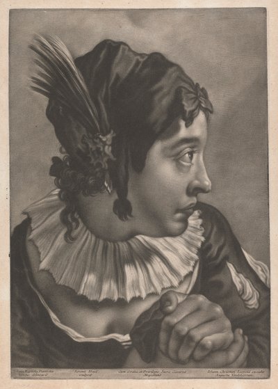 Portrait of a Woman Wearing a Feather by Johann Lorenz Haid