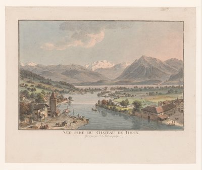 View of Lake Thun from Thun Castle by Johann Ludwig Aberli