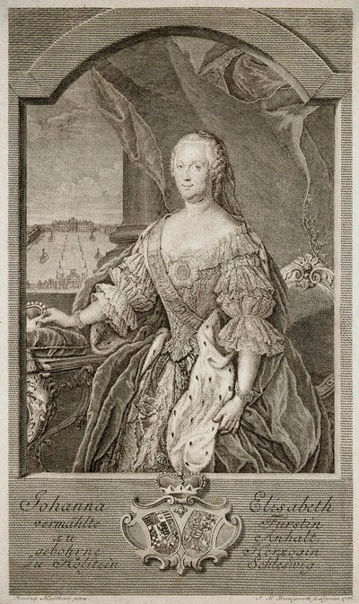 Portrait of Johanna-Elizabeth, Electress of Anhalt-Zerbst, Mother of Catherine II by Johann Martin Bernigeroth