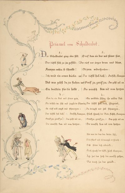 Sheets of Verses: Priamel vom Schuldenbot, late 18th-early 19th century by Johann Martin Usteri