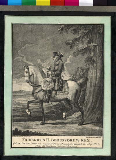 Frederick II of Prussia on horseback by Johann Martin Will