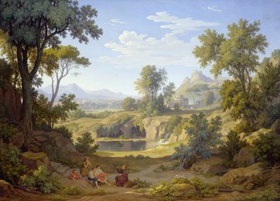 Italian Landscape with a Pilgrim and Rustics, 1829 by Johann Martin von Rohden