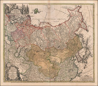 1739 map of Russia and Tartary by Johann Matthias Hase