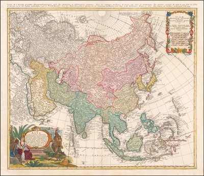 1744 Map of Asia by Johann Matthias Hase
