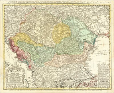 1744 Map of the Balkan Peninsula Centered on the Kingdom of Hungary by Johann Matthias Hase by Johann Matthias Hase