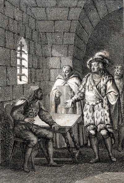 Treat of Trausnitz: Roman Emperor Louis IV of the Holy Empire reconciled with Frederic the Bel in 1325 to make an agreement by Johann Michael Mettenleiter