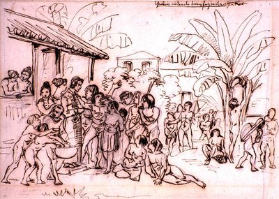Indians visiting an estate, Brazil by Johann Moritz Rugendas