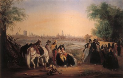 View of Lima along the Rimac River by Johann Moritz Rugendas