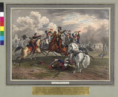 Frederic Dittmayer Rescue at 17th February 1814 at Villeneuve Colonel Sergeant Baron of Trach from the Captivity French Cuirassiers by Johann Nepomuk Hoechle