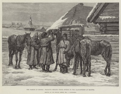 The Famine in Russia, Peasants selling their Horses to the Slaughterer at Kaluga by Johann Nepomuk Schonberg