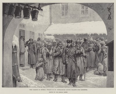 The Famine in Russia, Police in St Petersburg giving Billets for Lodgings by Johann Nepomuk Schonberg