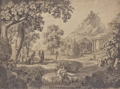 Classical Landscape with a Temple, a Giant on a Mountain by Johann Nepomuk Schödlberger