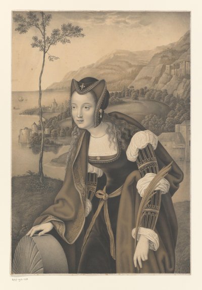Saint Christina with Millstone in a Landscape (series title: Works from the Collection of the Boisserée Brothers) by Johann Nepomuk Strixner