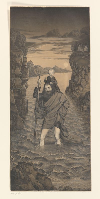 Saint Christopher Crossing a River with the Christ Child on His Shoulders by Johann Nepomuk Strixner