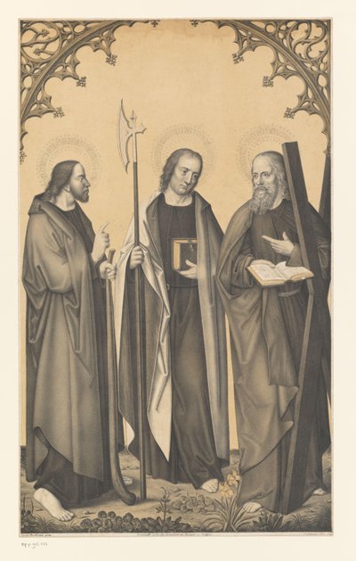 Saint James the Younger, Matthew, and Andrew (series title: Works from the Collection of the Boisserée Brothers) by Johann Nepomuk Strixner