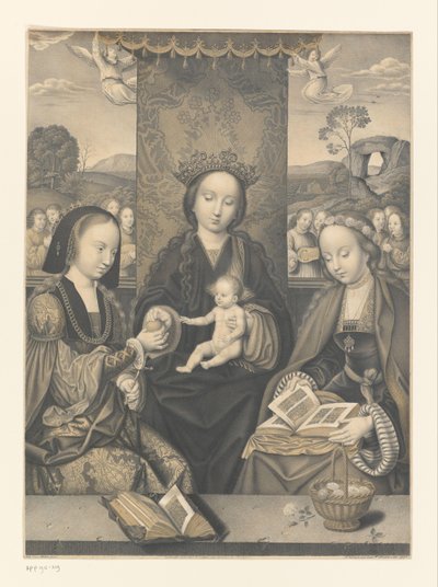Mary with Child and Two Female Saints from the Collection of the Boisserée Brothers (series) by Johann Nepomuk Strixner