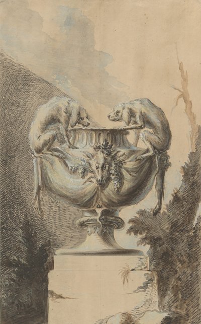 Design for a Garden Vase with Hunting Theme, ca. 1740 by Johann Paul Egell