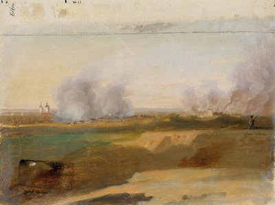 Landscape Study with Burning Villages in the Background by Johann Peter Krafft