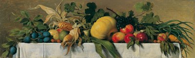 Still Life with Fruit and Vegetables on White Tablecloth by Johann Peter Krafft