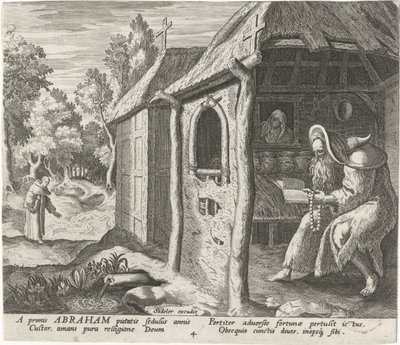 Abraham of Edessa as a Hermit, Male Hermits (series title) by Johann Sadeler (I)