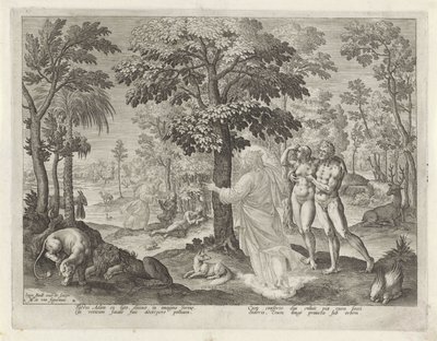 Adam and Eve in paradise by Johann Sadeler (I)