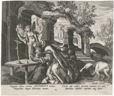 Anthony the Great as a Hermit (Male Hermits) by Johann Sadeler (I)