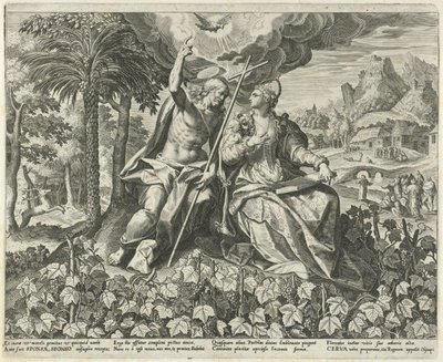 Christ and His Bride in a Vineyard (Song of Solomon) by Johann Sadeler (I)
