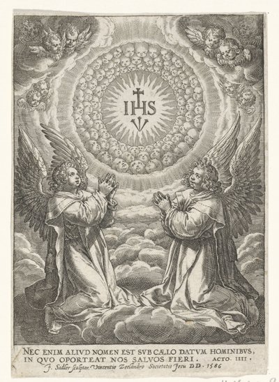 Angels Adoring the Monogram of Christ by Johann Sadeler (I)