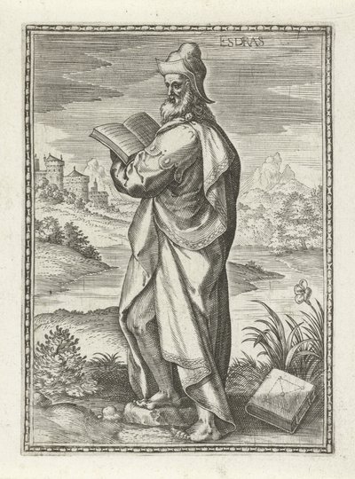 Ezra (title on object) Figures from the Old Testament (series title) by Johann Sadeler (I)