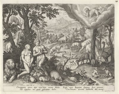 God the Father Blesses Adam, Eve, and the Animals by Johann Sadeler (I)