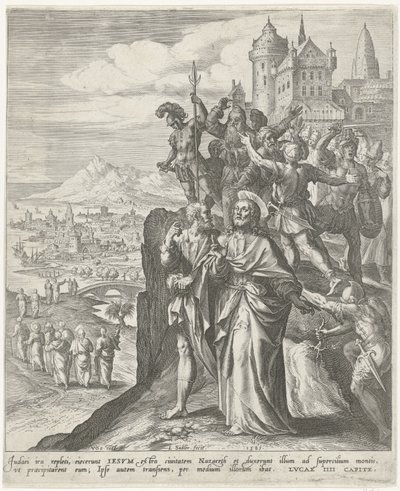 Inhabitants of Nazareth Expel Christ from the City by Johann Sadeler (I)