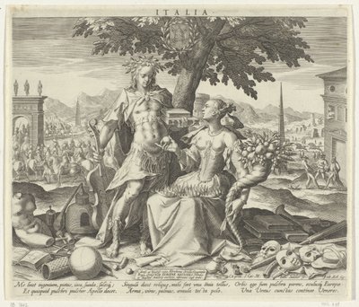 Italy, with Venus and Apollo (Allegorical Representations of European Countries) by Johann Sadeler (I)