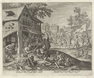 Jubal and His Family Making Musical Instruments by Johann Sadeler (I)