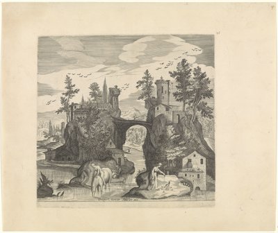 Landscape with Two Islands (series title) by Johann Sadeler (I)
