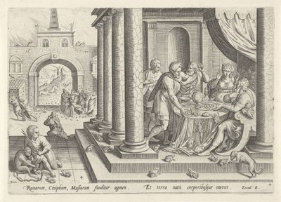 Plague of Frogs and Gnats History of Moses Before the Exodus (series title) by Johann Sadeler (I)