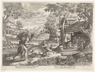 Seth Greets Adam on His Return from the Field by Johann Sadeler (I)