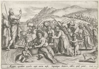 Exodus from Egypt (series: History of Moses before the Exodus, Historia plagarum in Aegijpto) by Johann Sadeler (I)