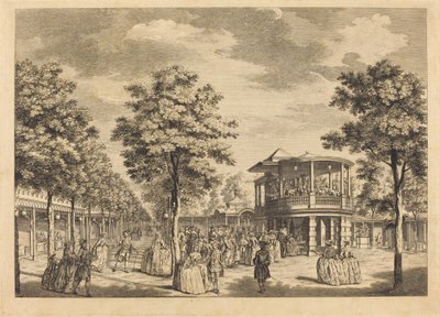 Vauxhall Gardens showing the Grand Walk at the Entrance of the Garden and the Orchestra with Music Playing by Johann Sebastian Müller after Samuel Wale
