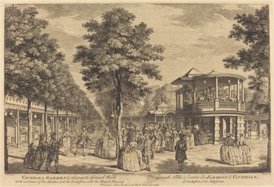 Vauxhall Gardens Showing the Grand Walk at the Entrance of the Garden and the Orchestra with Music Playing by Johann Sebastian Müller after Samuel Wale