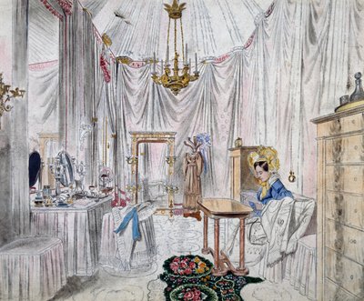 Dressing Room of Empress Carolina Augusta in Castle of Vienna, Watercolor on Paper by Johann Stephan Decker by Johann Stephan Decker